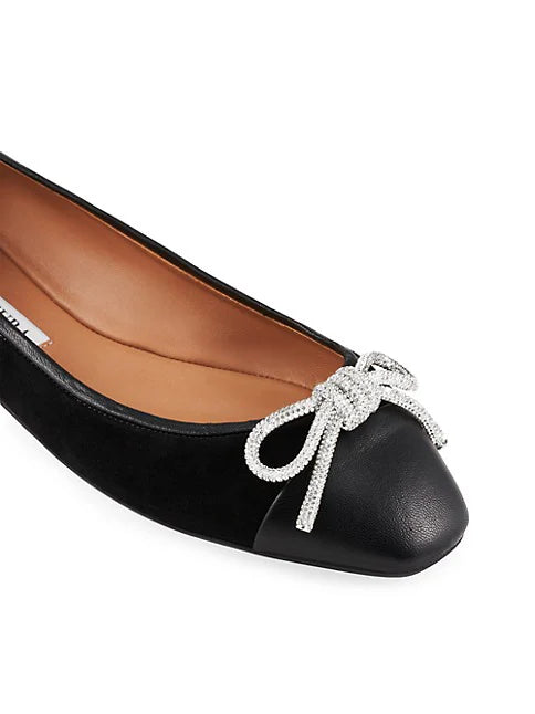 AQUAZZURA Parisina Crystal Bow Ballet Flats