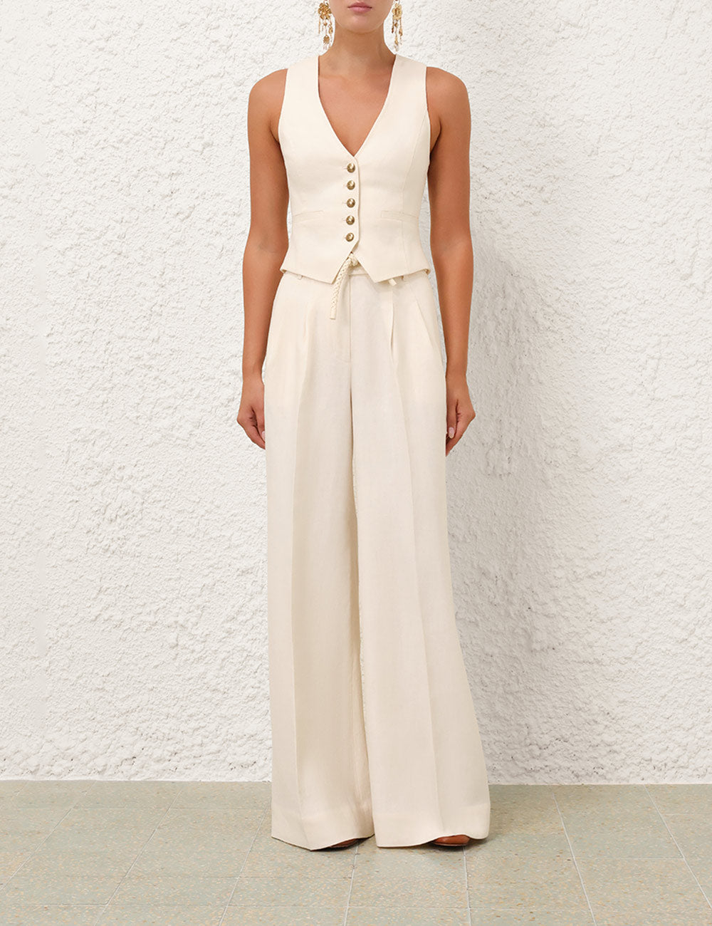 ZIMMERMANN Crush Linen Wide Leg Pant