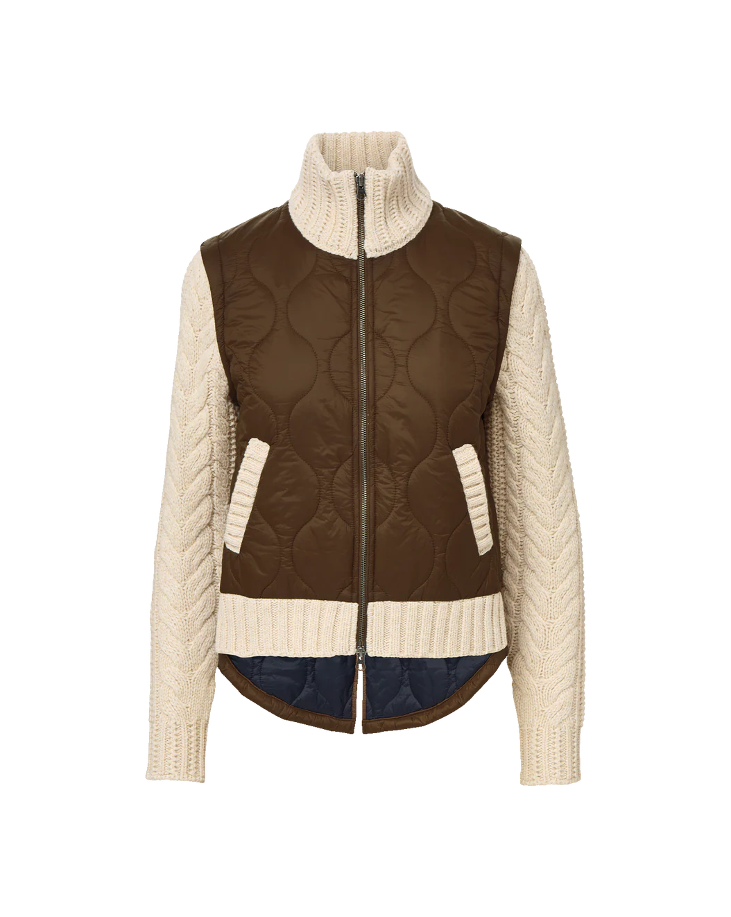 VERONICA BEARD Patra Knit-Sleeve Quilted Jacket