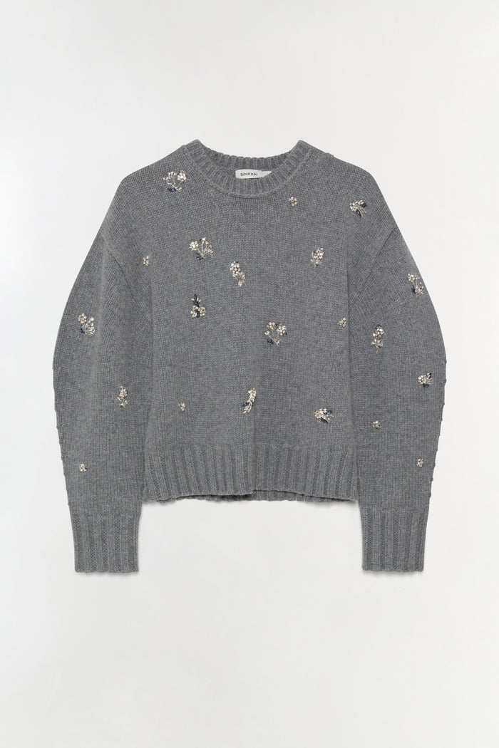 SIMKHAI Coraline Embellished Knit Crewneck