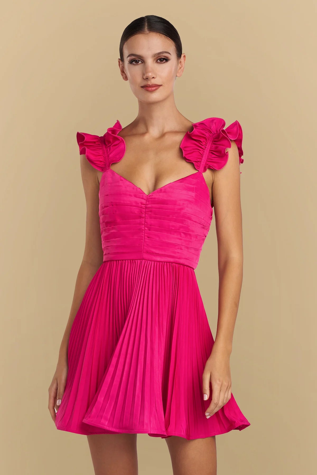 AMUR Kitty Ruffle Strap Mini Dress Pink Cabaret / 4 AMUR Kitty Ruffle Strap Mini Dress Pink Cabaret / 4
