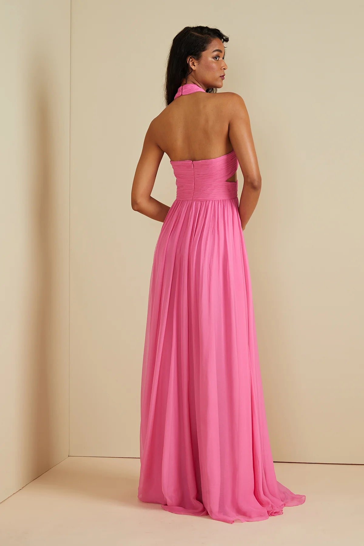 AMUR Paula Criss Cross Halter Gown