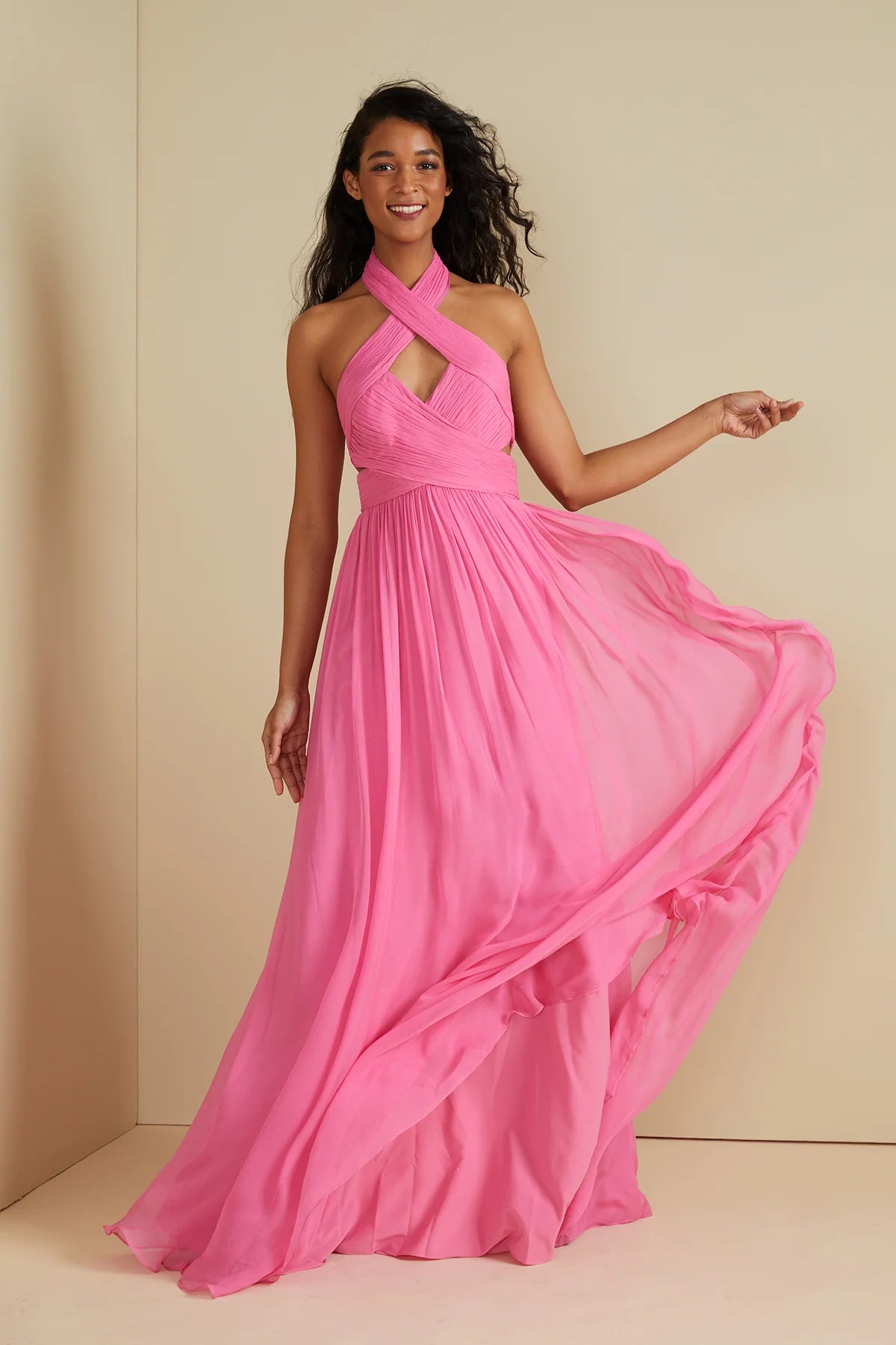 AMUR Paula Criss Cross Halter Gown AMUR Paula Criss Cross Halter Gown