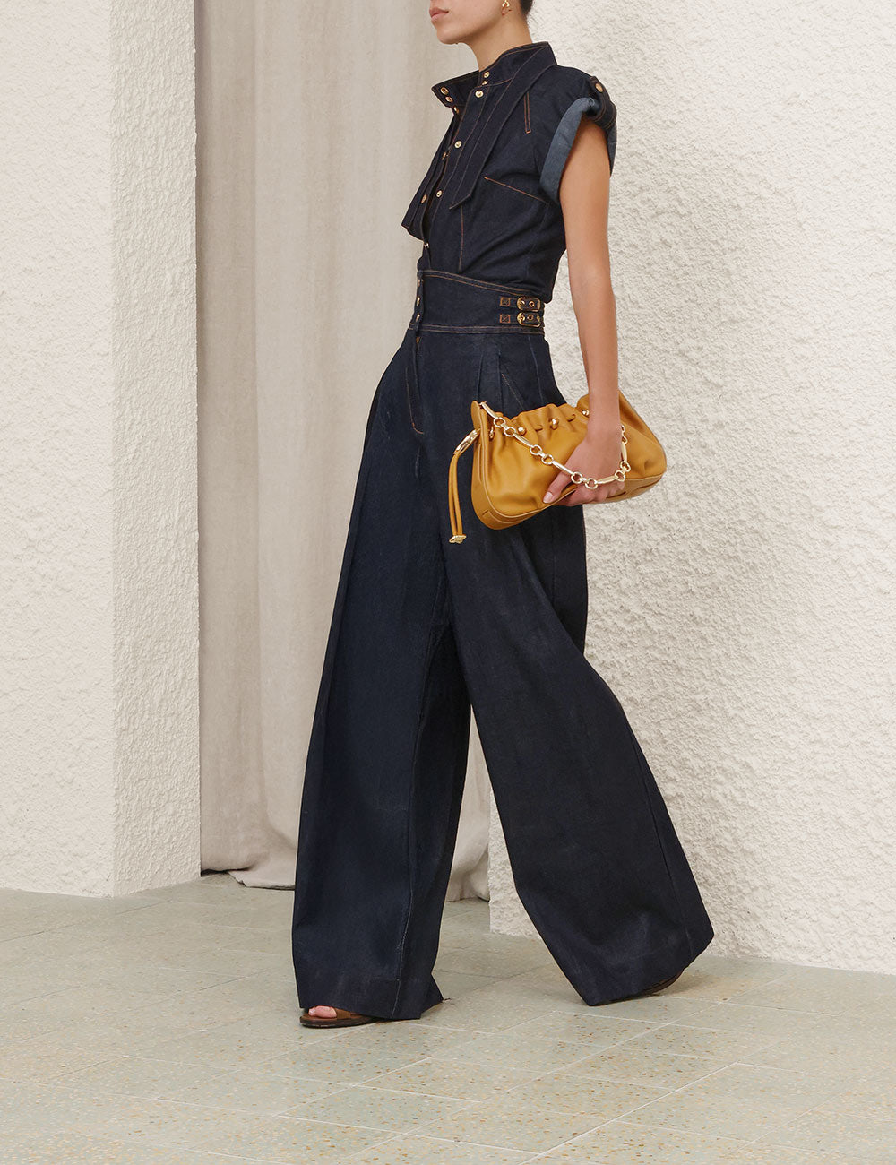 ZIMMERMANN Denim Tie Neck Shirt