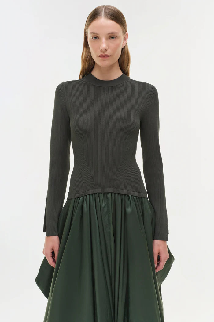 SIMKHAI Kenlie Taffeta Knit Midi Dress