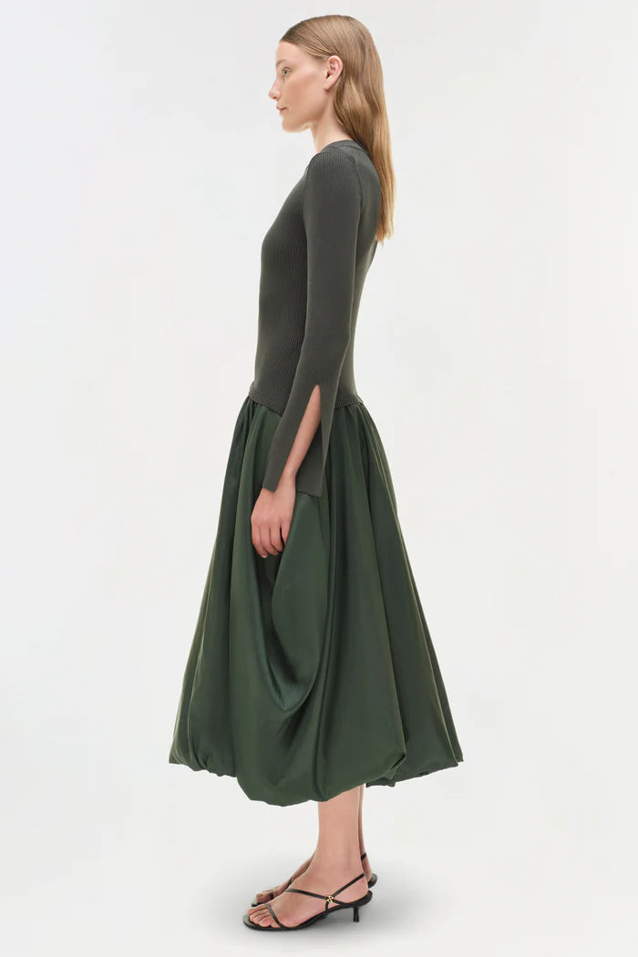 SIMKHAI Kenlie Taffeta Knit Midi Dress