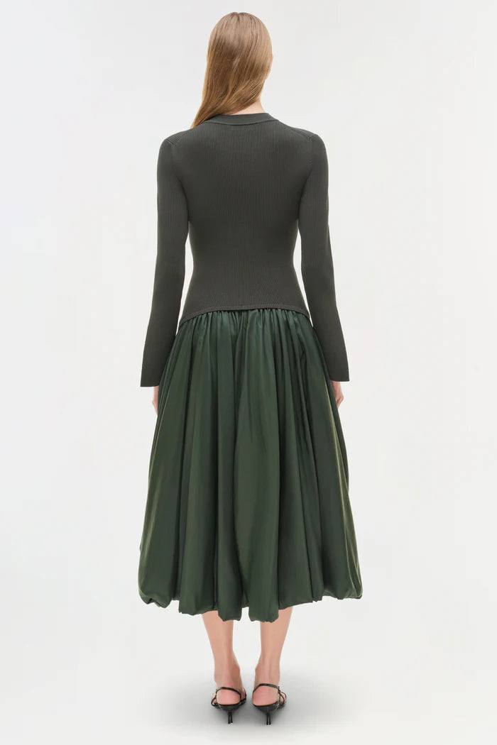 SIMKHAI Kenlie Taffeta Knit Midi Dress