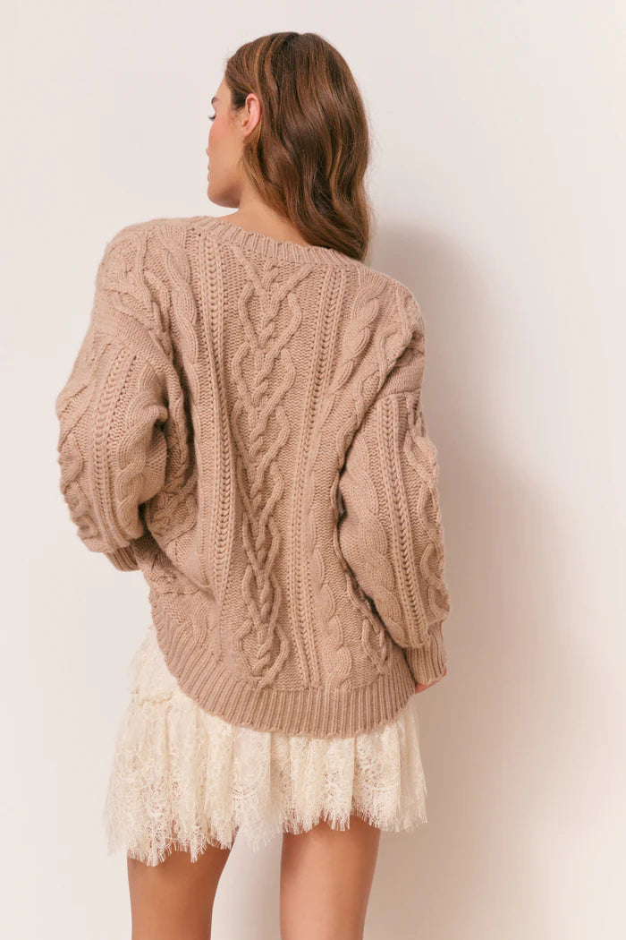 LOVE SHACK FANCY Croisette Cashmere Cable Knit Pullover