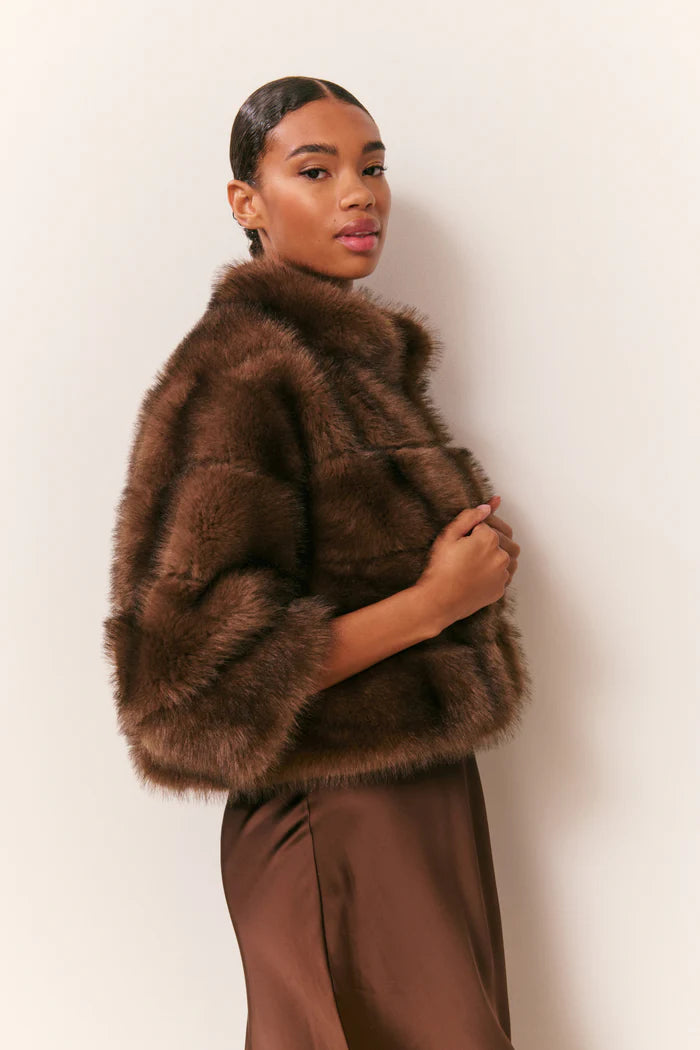 LOVE SHACK FANCY Gelman Faux Fur Jacket
