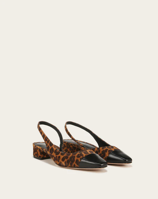 VERONICA BEARD Cecile Cap-Toe Leopard Slingback