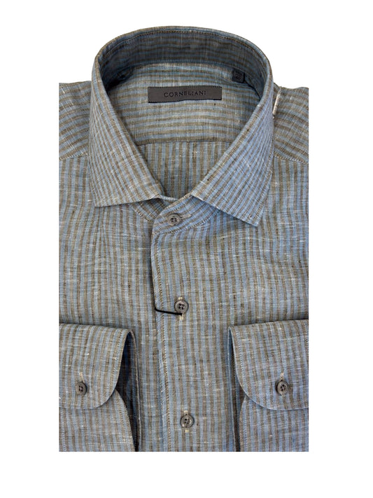 CORNELIANI Long Sleeve Linen Shirt