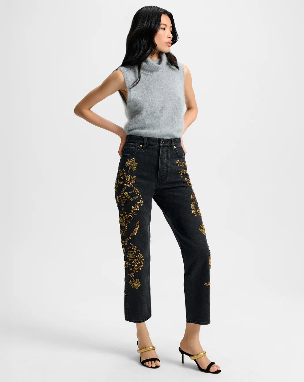 VERONICA BEARD Daniela Embellished Straight Leg Jean