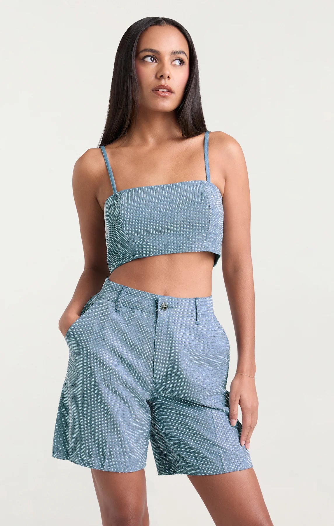 CINQ A SEPT Chambray Heatset Nikki Top