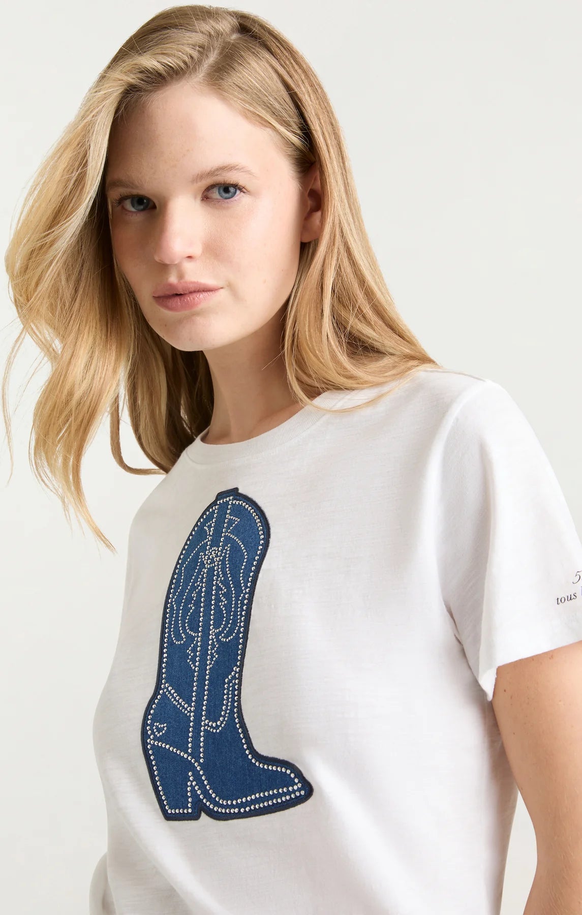 CINQ A SEPT Silver Studs Denim Boot Tee