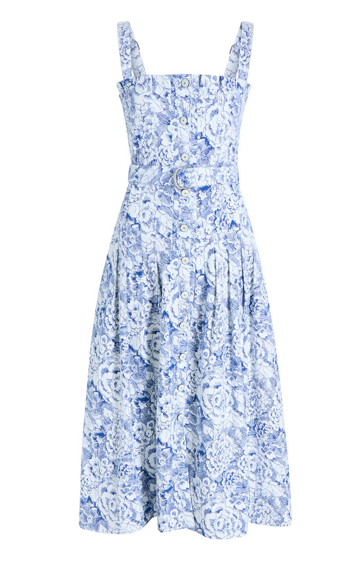 Cinq A Sept Women's Sketchbook Floral Branwen Dress - Blue - Size 8 - White/Dark Cerulean Cinq A Sept Women's Sketchbook Floral Branwen Dress - Blue - Size 8 - White/Dark Cerulean