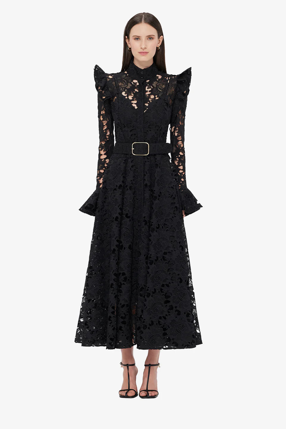 LEO LIN Aliyah Lace Butterfly Sleeve Midi Dress