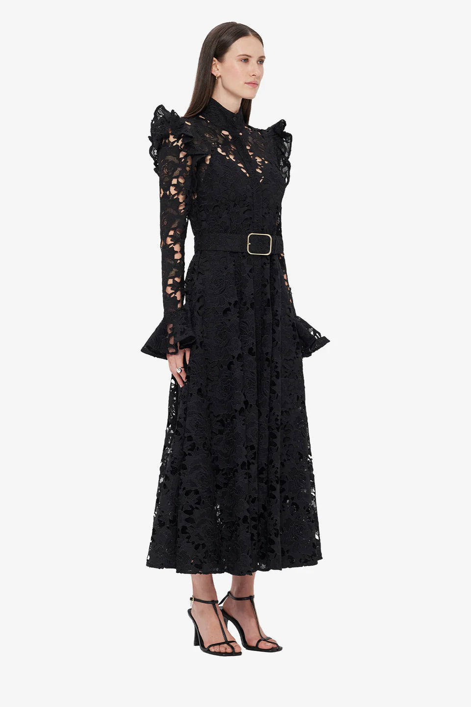 LEO LIN Aliyah Lace Butterfly Sleeve Midi Dress