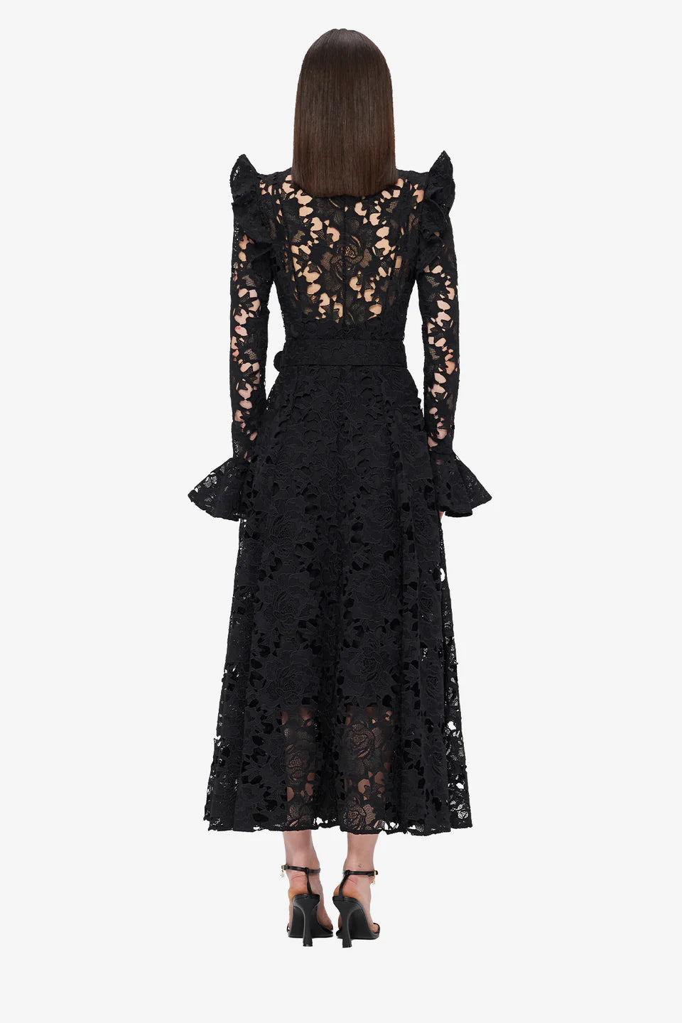 LEO LIN Aliyah Lace Butterfly Sleeve Midi Dress