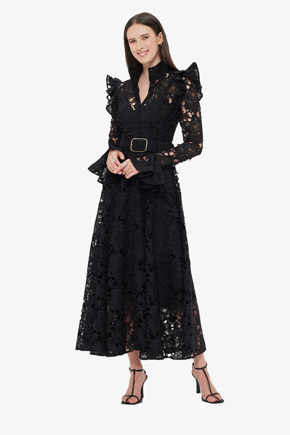 LEO LIN Aliyah Lace Butterfly Sleeve Midi Dress