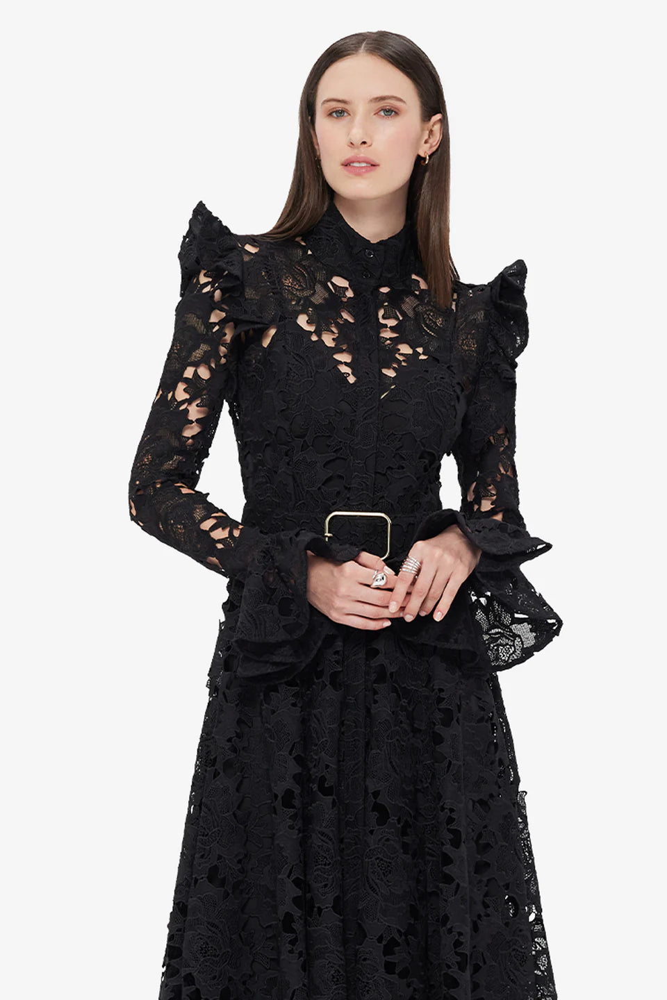 LEO LIN Aliyah Lace Butterfly Sleeve Midi Dress