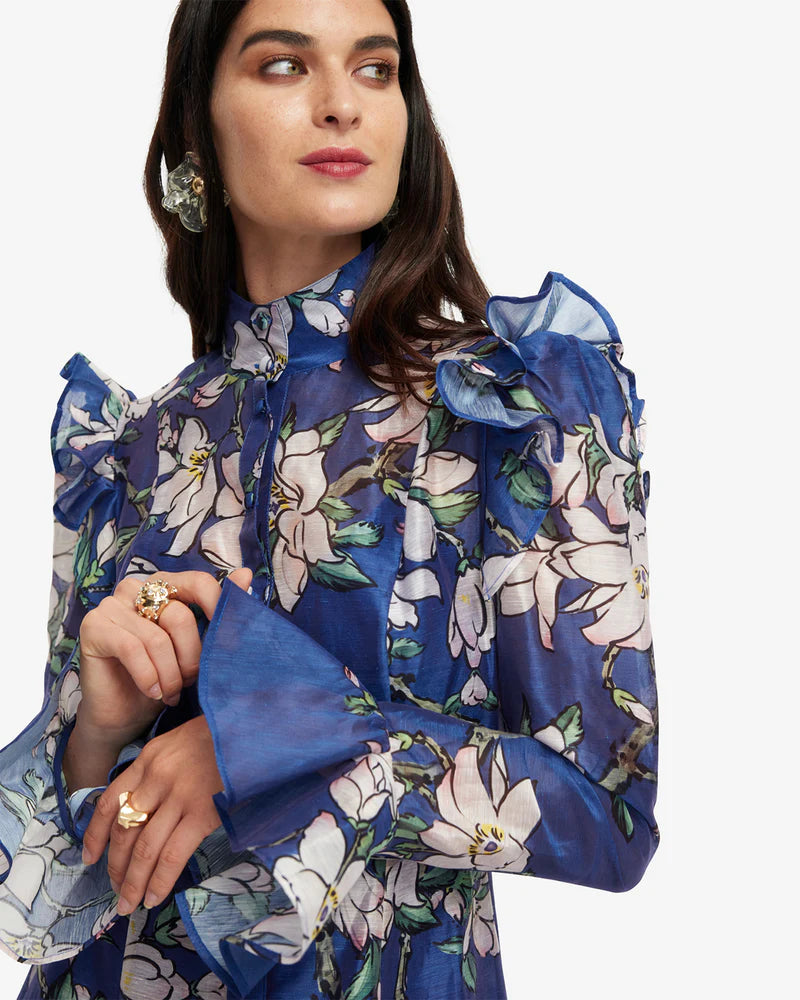 LEO LIN Katrina Butterfly Sleeves Midi Dress