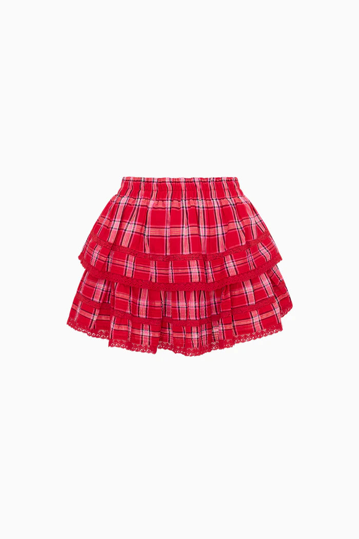 LOVE SHACK FANCY Ruffle Mini Tartan Skirt