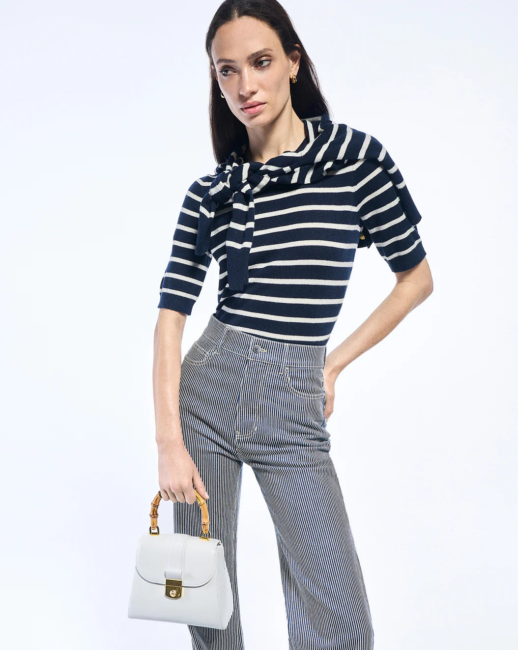 VERONICA BEARD Crosbie Striped Wide-Leg Jeans