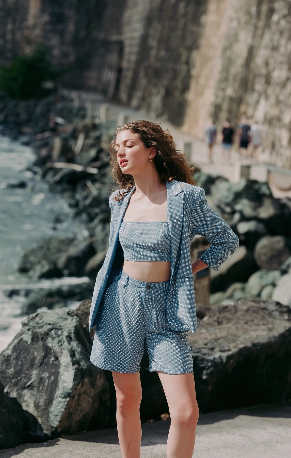 CINQ A SEPT Chambray Heatset Nikki Top