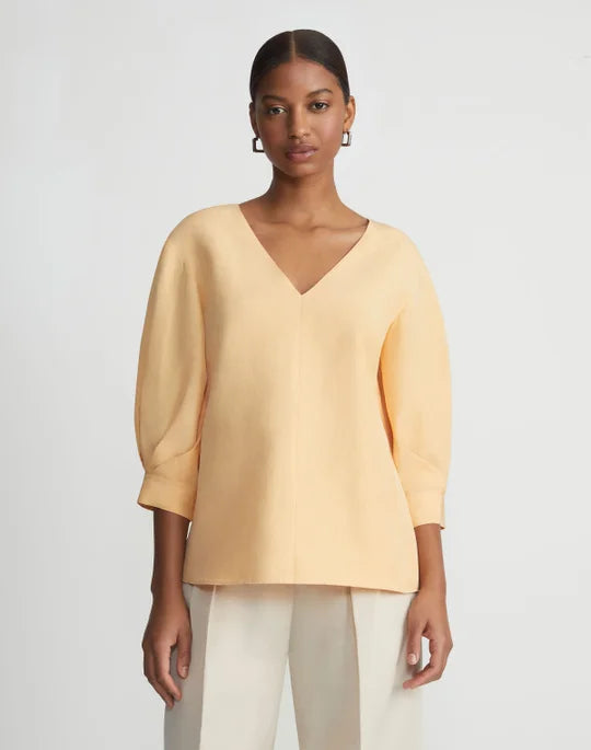 LAFAYETTE 148 Silk Linen Balloon Sleeve Blouse