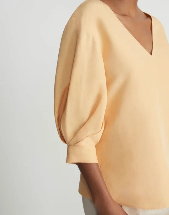 LAFAYETTE 148 Silk Linen Balloon Sleeve Blouse