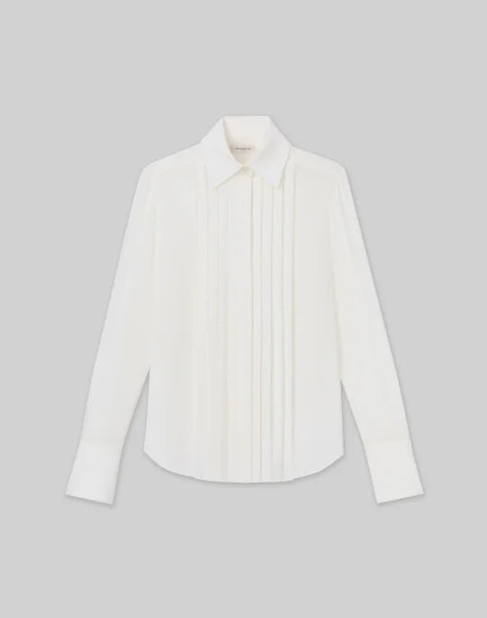 LAFAYETTE 148 Hand-Beaded Georgette Pleated Blouse