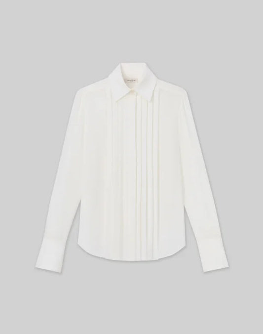 LAFAYETTE 148 Hand-Beaded Georgette Pleated Blouse