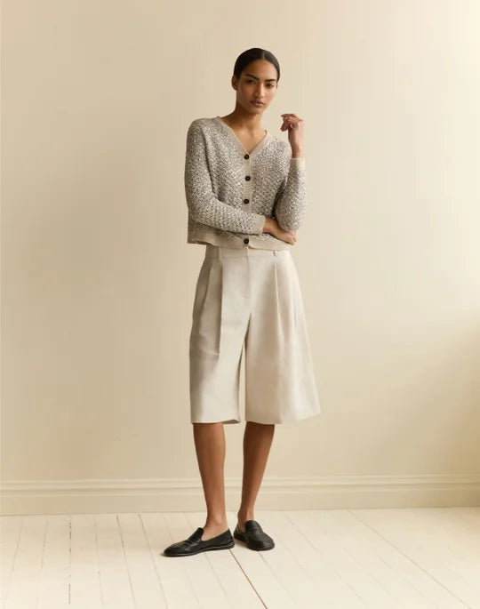 LAFAYETTE 148 Metallic Linen Silk Pointelle Cardigan