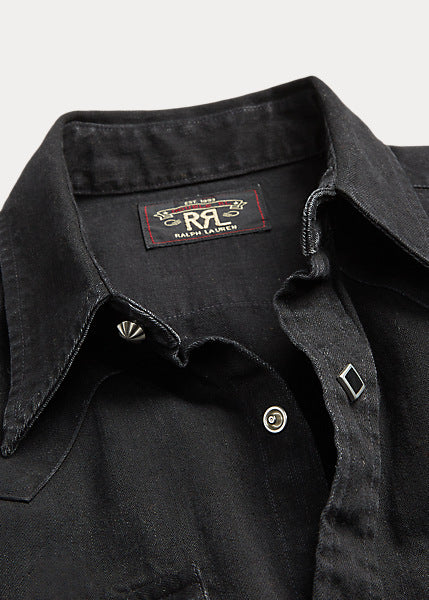 RRL Slim Fit Denim Western Shirt Black - MILWORKS