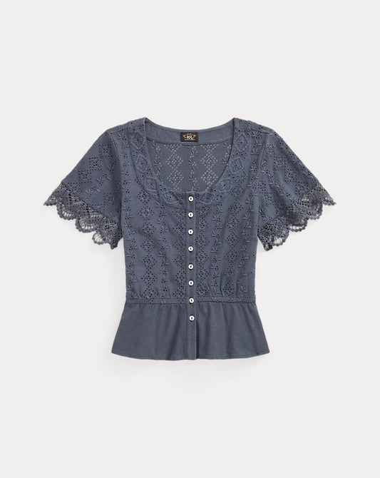 RRL Embroidered Cotton-Linen Jersey Top