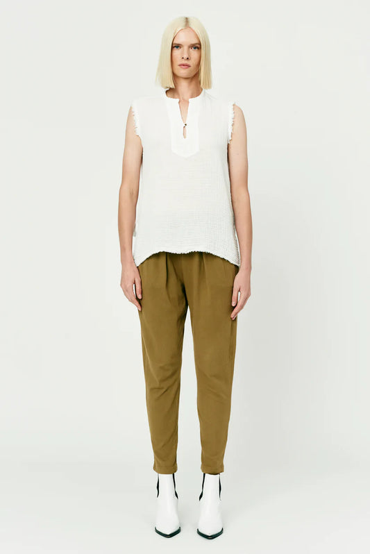 RAQUEL ALLEGRA Washed White Abiquiu Gauze Desert Top
