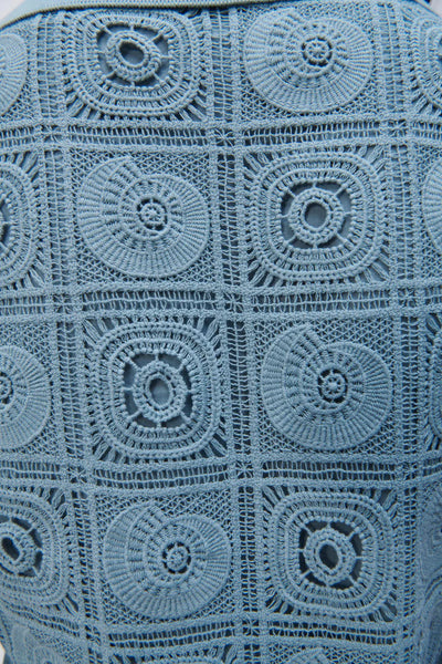 Simkhai - Jonathan Simkhai Gabrielle Shell Crochet Cover Up Mini Shirtdress in Dune Xs - Hampden Clothing
