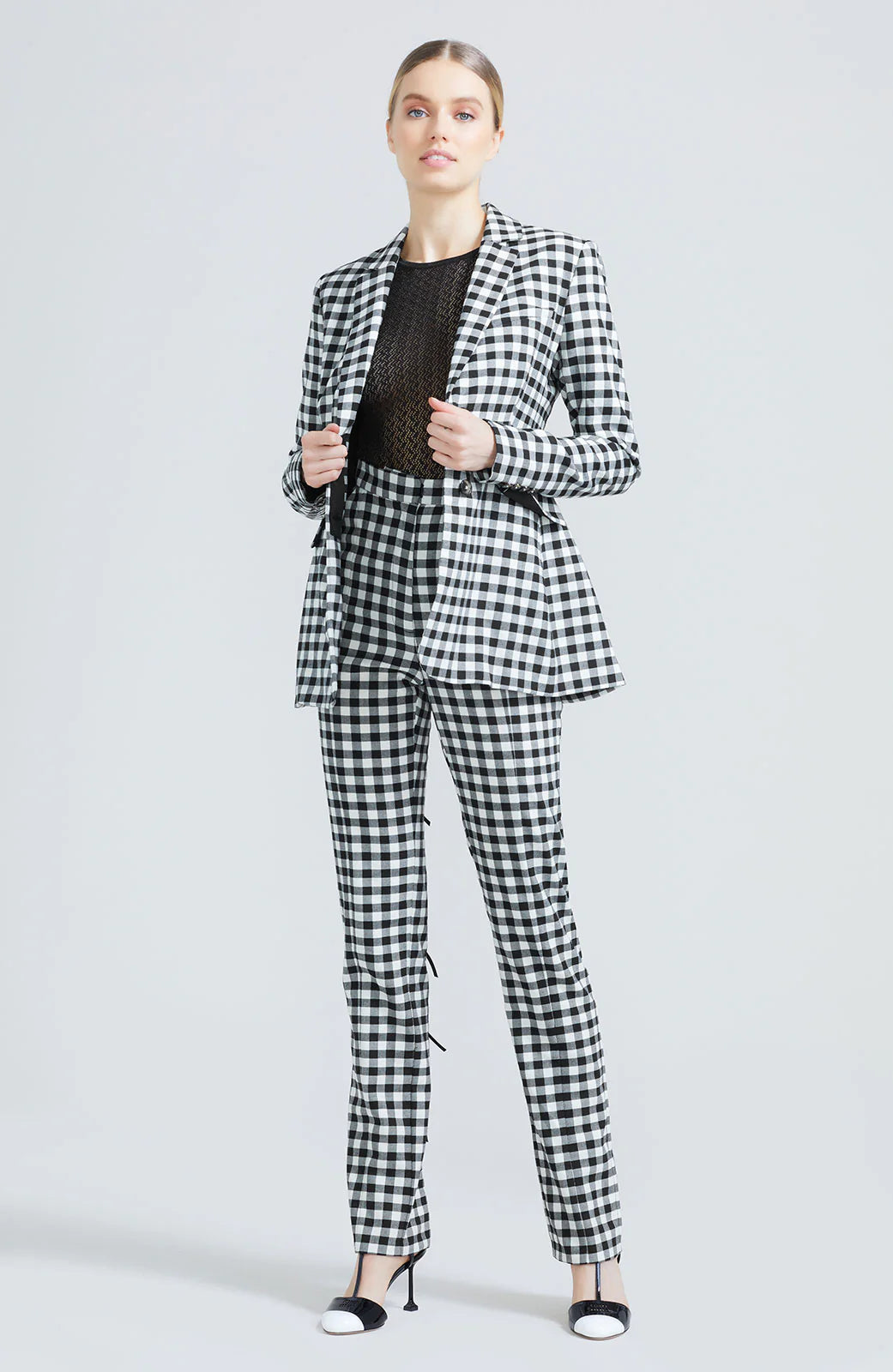 LELA ROSE Stretch Check Blazer