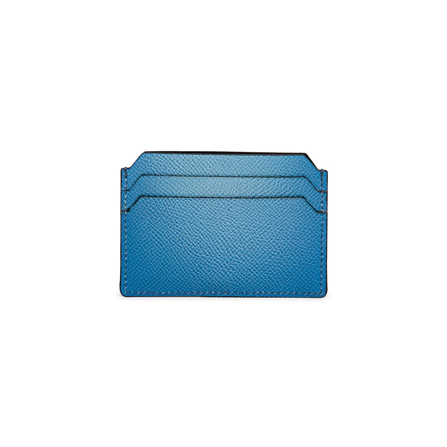 SANTONI Light Blue Saffiano Leather Credit Card Holder