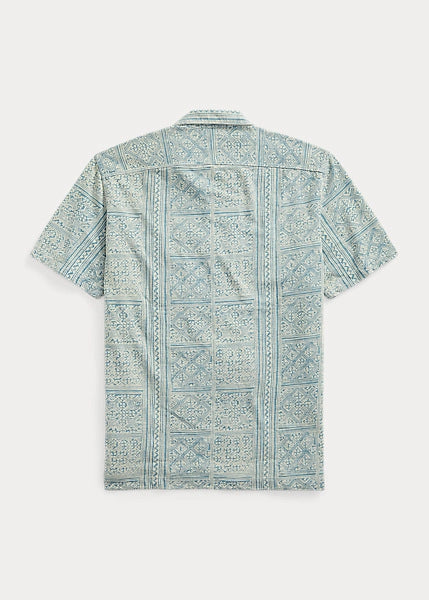 RRL Print Indigo Jersey Camp Shirt – Drest by Scott Malouf