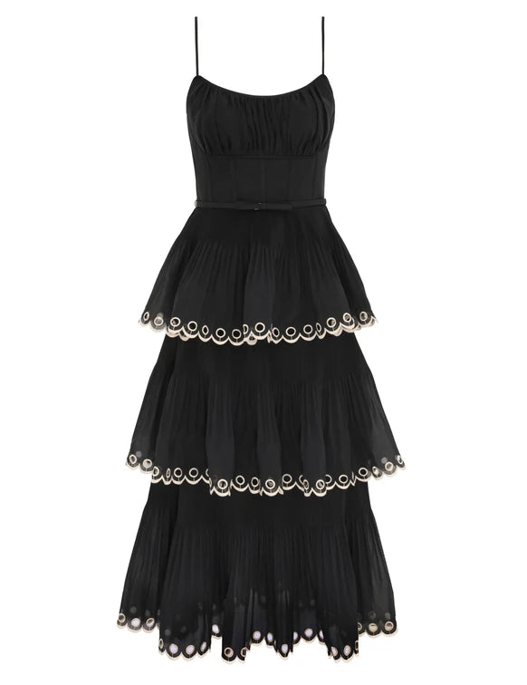ZIMMERMANN Embroidered Tiered Midi Dress