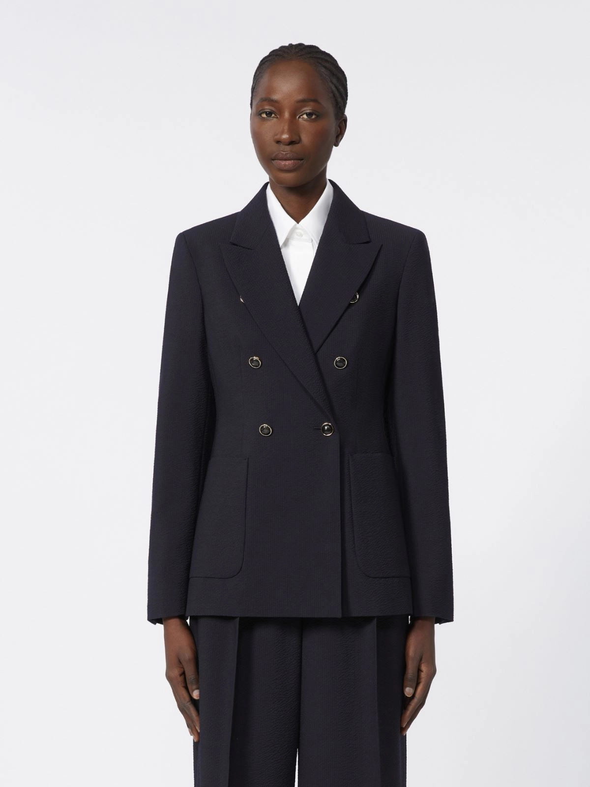 MAX MARA Wool-Blend Seersucker Blazer