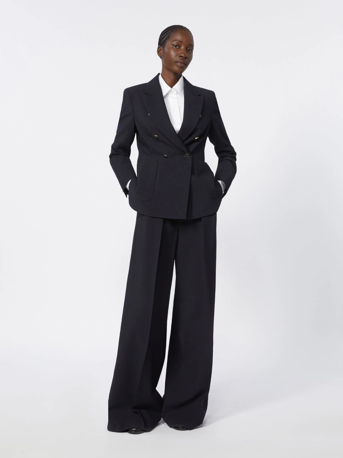 MAX MARA Wool Seersucker Trousers