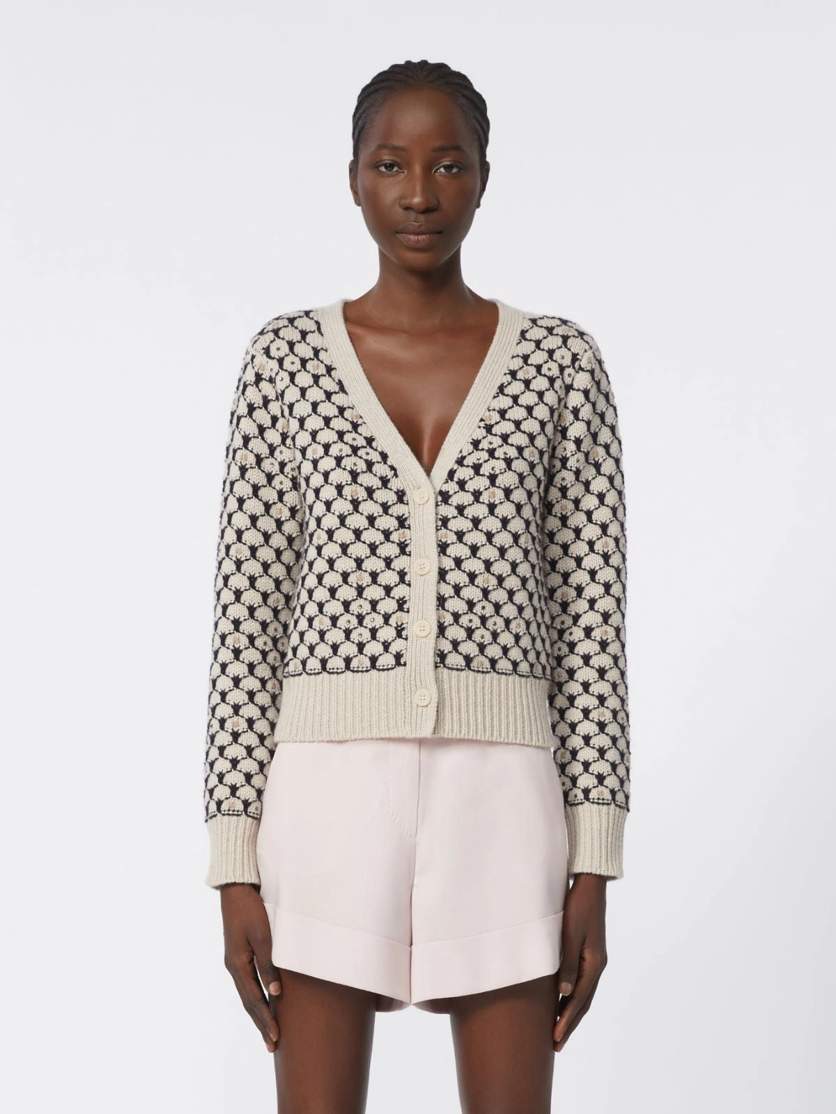 MAX MARA Patterned Wool and Cashmere Cardigan