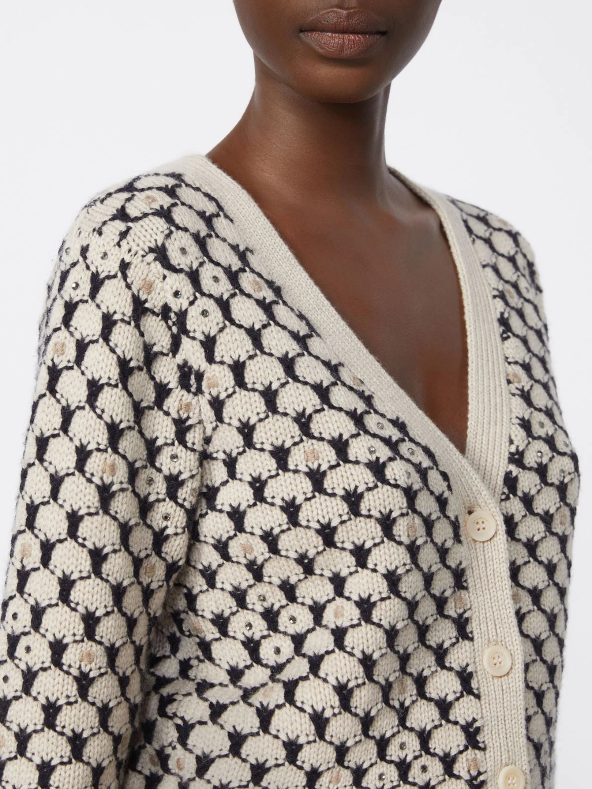 MAX MARA Patterned Wool and Cashmere Cardigan