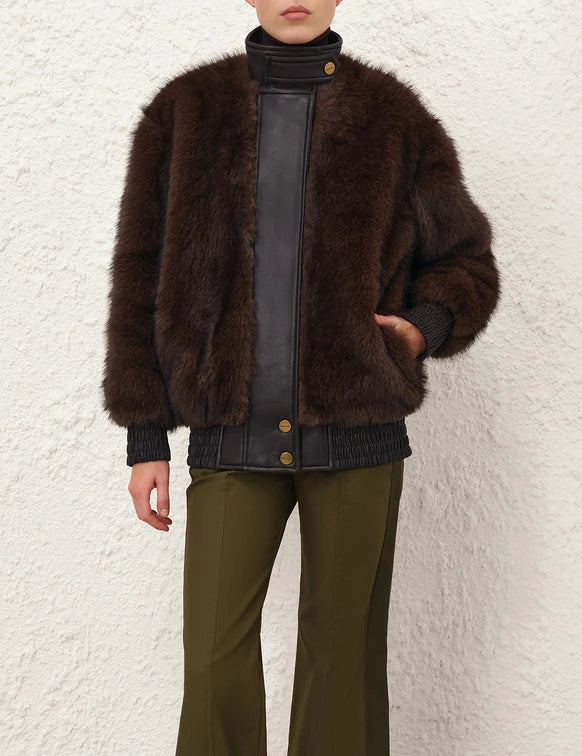 ZIMMERMANN Valiant Faux Fur Bomber