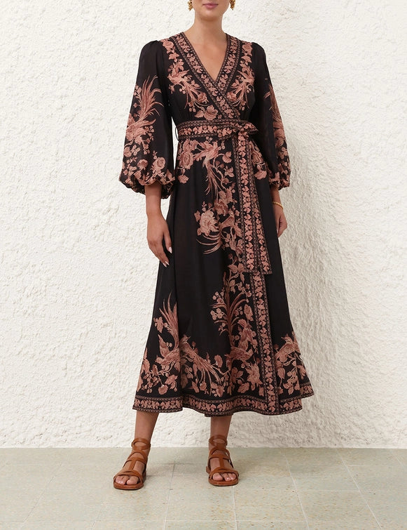 ZIMMERMANN Waverly Wrap Midi Dress