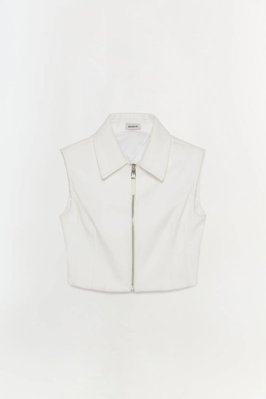 SIMKHAI Alix Sleeveless Zip Up Top