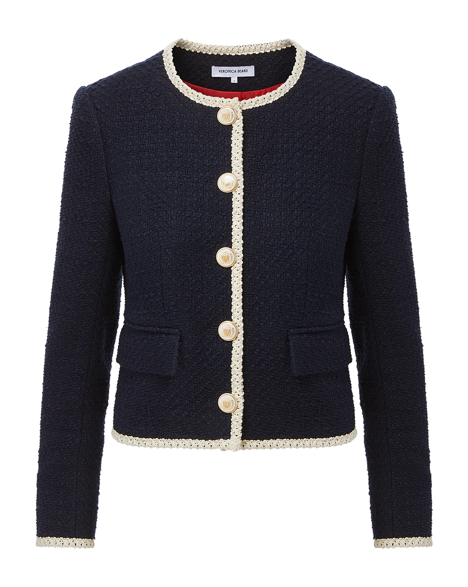 VERONICA BEARD Mabel Collarless Tweed Jacket