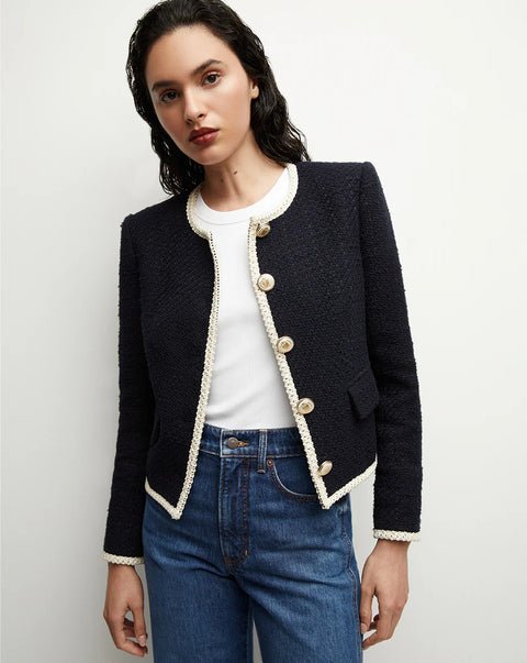 VERONICA BEARD Mabel Collarless Tweed Jacket